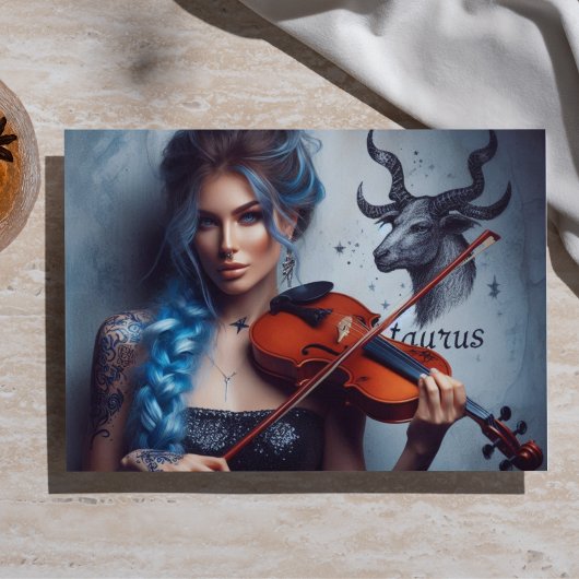 Taurus Sterrenbeeld Muzikant Viool Decoupage  Tissuepapier
