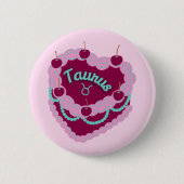 Taurus sterrenbeeld pastel hart verjaardagstaart ronde button 5,7 cm (Voorkant)