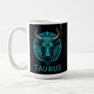 Taurus sterrenbeeld symbool in levendig blauw en g koffiemok