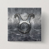 Taurus Sterrenbeeld Zilveren Grunge Stijl Vierkante Button 5,1 Cm (Voorkant)