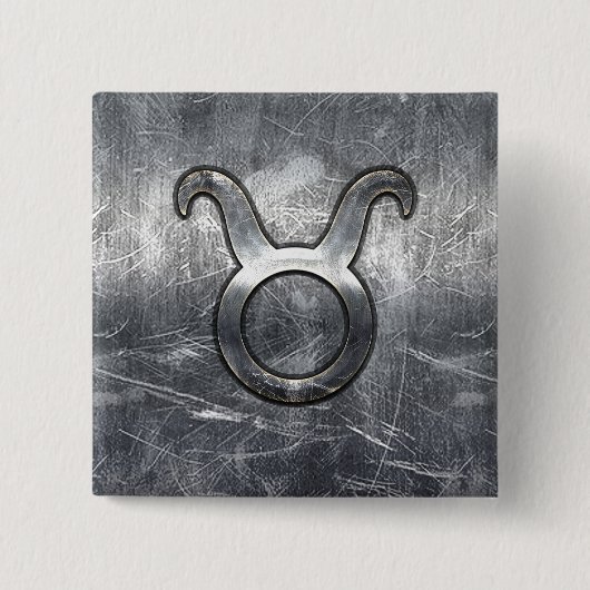 Taurus Sterrenbeeld Zilveren Grunge Stijl Vierkante Button 5,1 Cm (Voorkant)