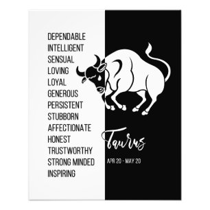 Taurus sterrenbeeld, zwart & wit Poster