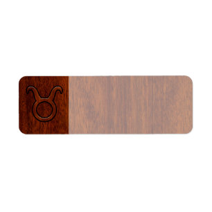 Taurus-sterrenbeeldsymbool in mahoniehouten stijl etiket