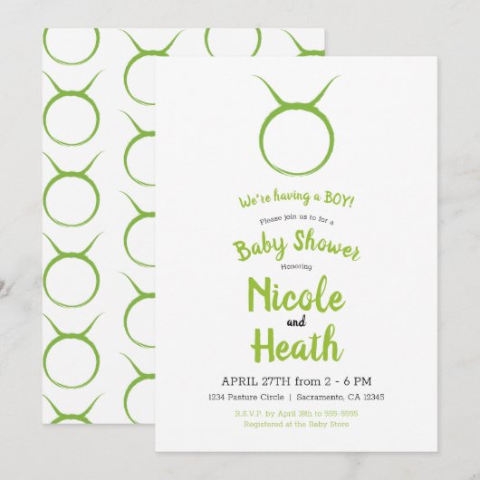 TAURUS Stier Groen Astrologie Sterrenbeeld Baby Sh Kaart (Voorkant / Achterkant)