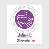 Taurus Stier Logo Sterrenbeeld Kenmerken Paars Sticker (Vel)