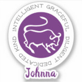 Taurus Stier Logo Sterrenbeeld Kenmerken Paars Sticker (Voorkant)