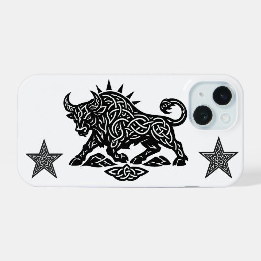 Taurus Stier Sigil — Aardgebonden Zodiac Inktwerk iPhone 15 Case (Achterkant horizontaal)