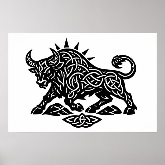 Taurus Stier Sigil — Aardgebonden Zodiac Inktwerk Poster (Voorkant)