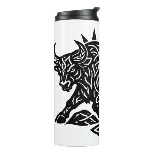 Taurus Stier Sigil — Aardgebonden Zodiac Inktwerk Thermosbeker