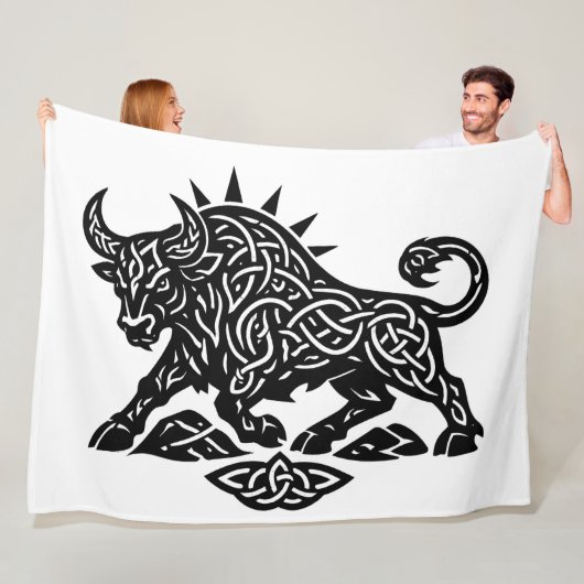 Taurus Stier Sigil — Aards Gebonden Zodiac Inktwer Fleece Deken (In situ)