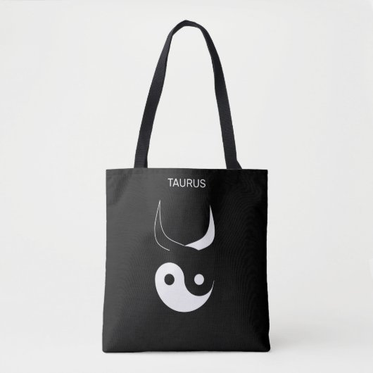 Taurus & stijlvol zwart & White Yin Yang op zwart Tote Bag (Voorkant)