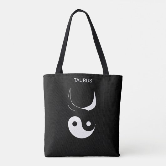 Taurus & stijlvol zwart & White Yin Yang op zwart Tote Bag (Achterkant)