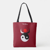 Taurus & Stylish Black & White Yin Yang op Maroon Tote Bag (Achterkant)