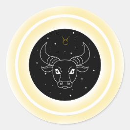 Taurus Symbool – Minimaal Astrologie Embleem Ronde Sticker