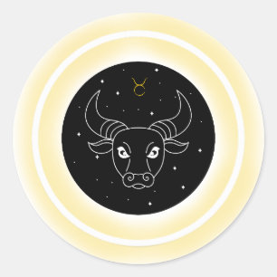 Taurus Symbool – Minimaal Astrologie Embleem Ronde Sticker