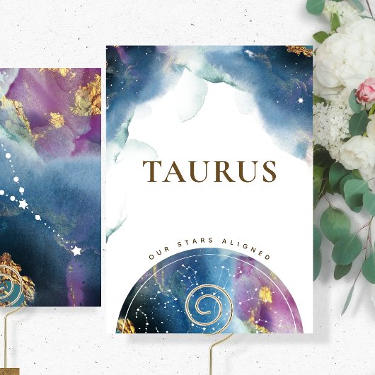Taurus Table Sign Celestiale Waterverf Theme Kaart