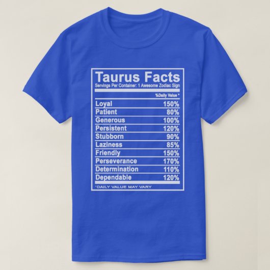 Taurus Taurus taurus feiten T-shirt (Design voorkant)