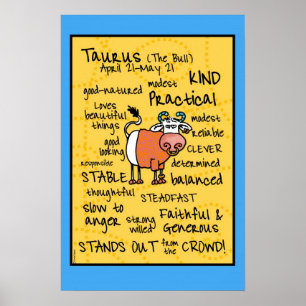 Taurus tekstwolk poster