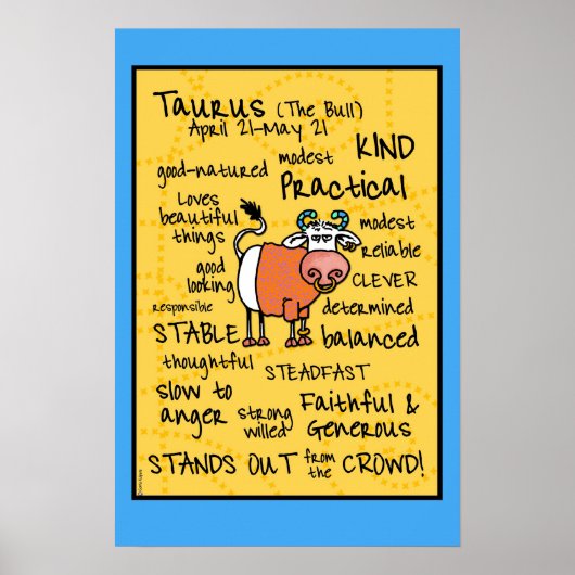 Taurus tekstwolk poster (Voorkant)