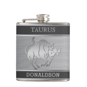 Taurus the Bull in Black en Silver Mesh Heupfles