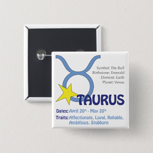 Taurus Traits Square Button (Voorkant /achterkant)