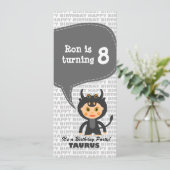 Taurus Uitnodiging Verjaardagsfeest (Staand voorkant)