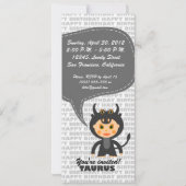 Taurus Uitnodiging Verjaardagsfeest (Achterkant)