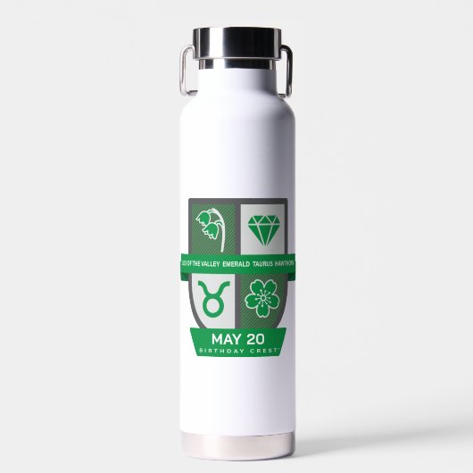 Taurus Verjaardag Crest™ voor 1-20 mei Waterfles (Voorkant)