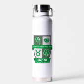 Taurus Verjaardag Crest™ voor 1-20 mei Waterfles (Achterkant)