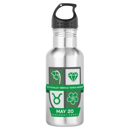 Taurus Verjaardag Crest™ voor 1-20 mei Waterfles (Voorkant)