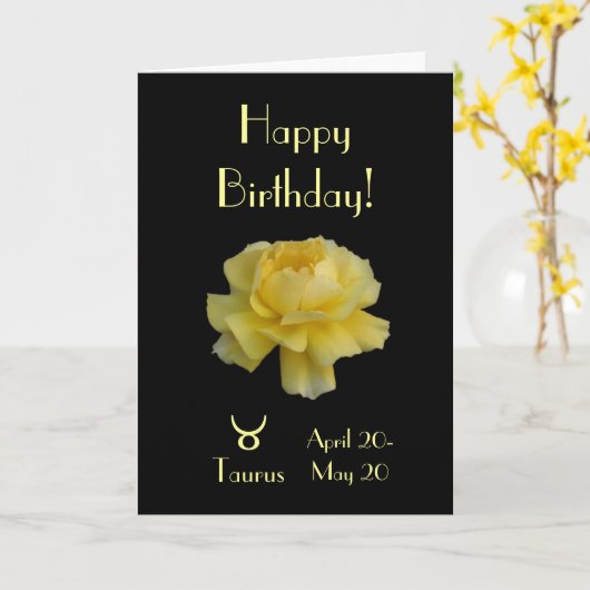 Taurus verjaardagsfeest roos kaart (Gele Bloem)