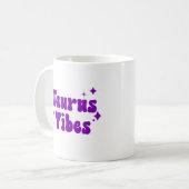 Taurus Vibes Zodiac Astrology Paars Stars Coffee Koffiemok (Voorkant links)