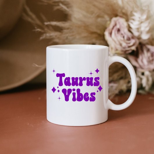 Taurus Vibes Zodiac Astrology Paars Stars Coffee Koffiemok