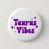 Taurus Vibes Zodiac Astrology Paarse Stars Button (Voorkant)