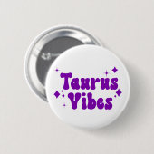 Taurus Vibes Zodiac Astrology Paarse Stars Button (Voorkant /achterkant)