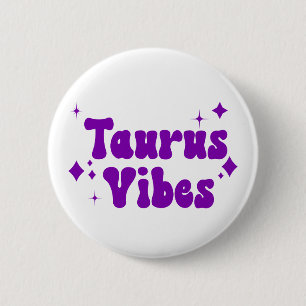 Taurus Vibes Zodiac Astrology Paarse Stars Button