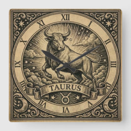 Taurus Vintage Zodiac Wandklok