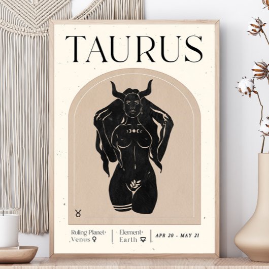 Taurus Vrouwelijk Zodiac Poster