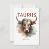 Taurus Waterverf Ram Zodiac Thema Verjaardagsfeest Bedankkaart (Achterkant)
