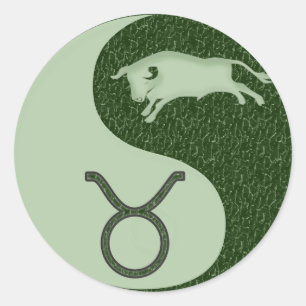 Taurus Yin Yang Ronde Sticker