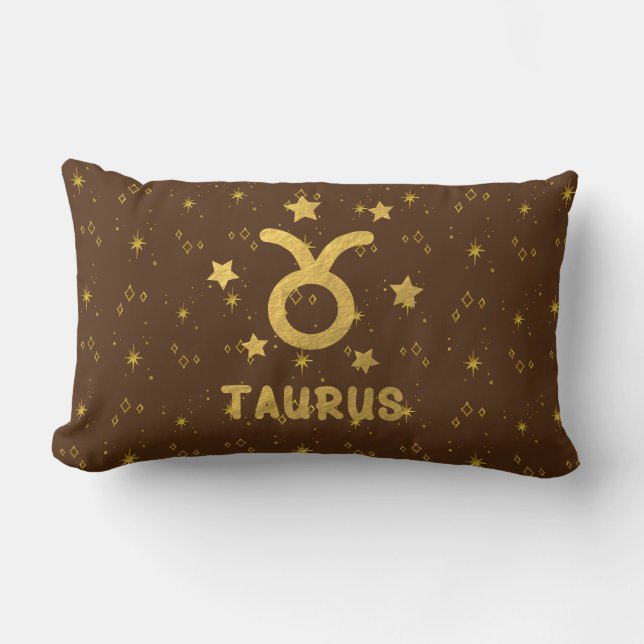 Taurus Zodiac Aardbruin Lumbaal Kussen (Voorkant)