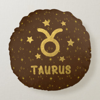 Taurus Zodiac aardeachtig bruin rond kussen