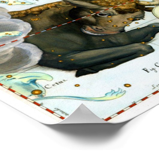 Taurus Zodiac Antiek Star Chart Poster (Hoek)