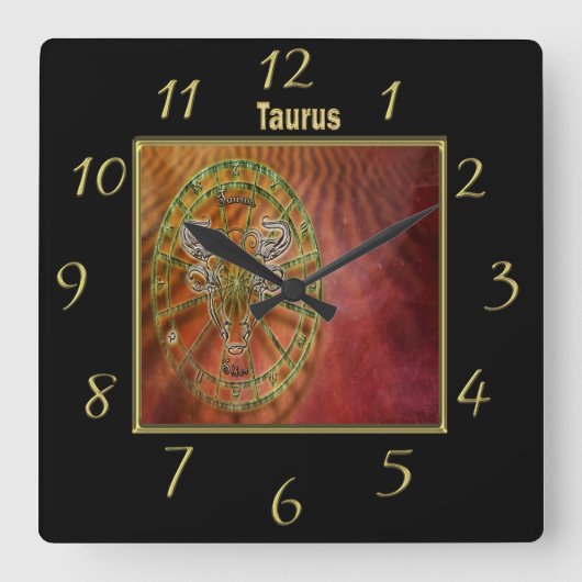 Taurus Zodiac Astrologie design Horoscope Vierkante Klok (Voorkant)