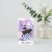*~* TAURUS Zodiac Astrology Readtions Blue Pink Visitekaartje (Staand voorkant)