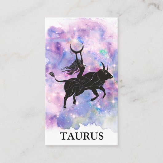 *~* TAURUS Zodiac Astrology Readtions Blue Pink Visitekaartje (Voorkant)