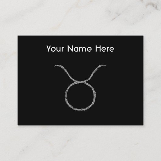 Taurus. Zodiac Astrology Sign. Zwart. Visitekaartje (Voorkant)