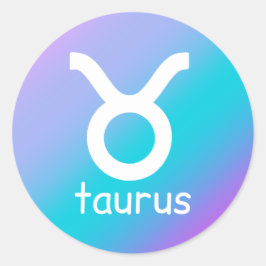 Taurus Zodiac Astrology Star Sign Blue Paars Ronde Sticker