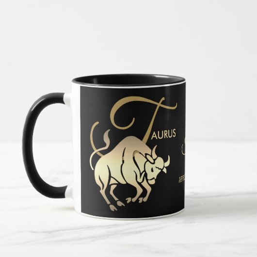 Taurus ♉ Zodiac Birthday Sign/Black en Gold Mok (Links)