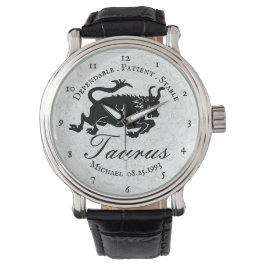 Taurus Zodiac Black White Astrology Traits Custom Horloge